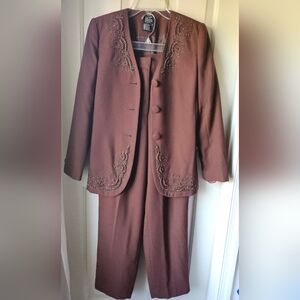 Morgan Taylor Studio Brown Embroidered Sequin Women's Suit Set